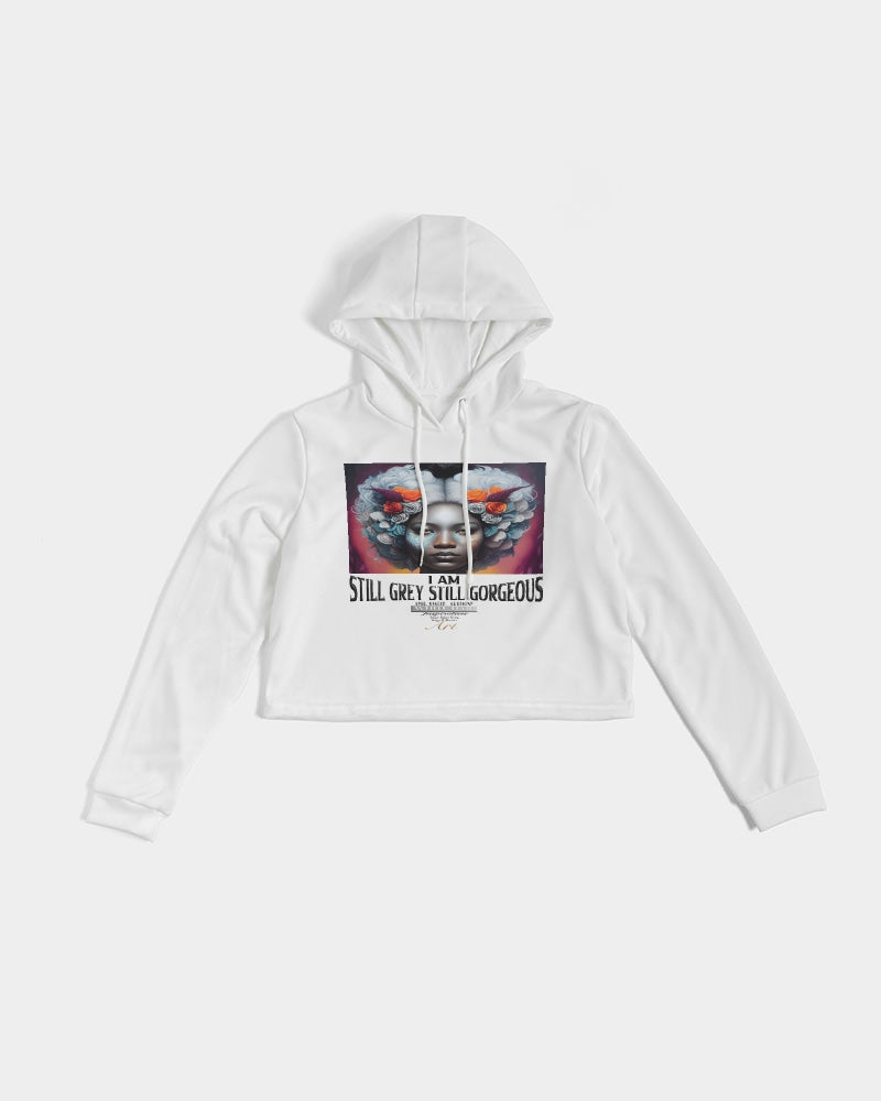 Promoting black women with silver grey hair Women's Cropped Hoodie