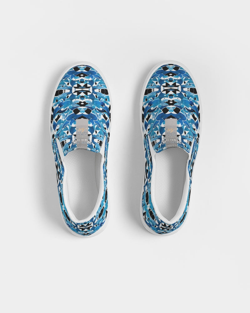 Blue Abstract pattern design Men's Slip-On Canvas Shoe