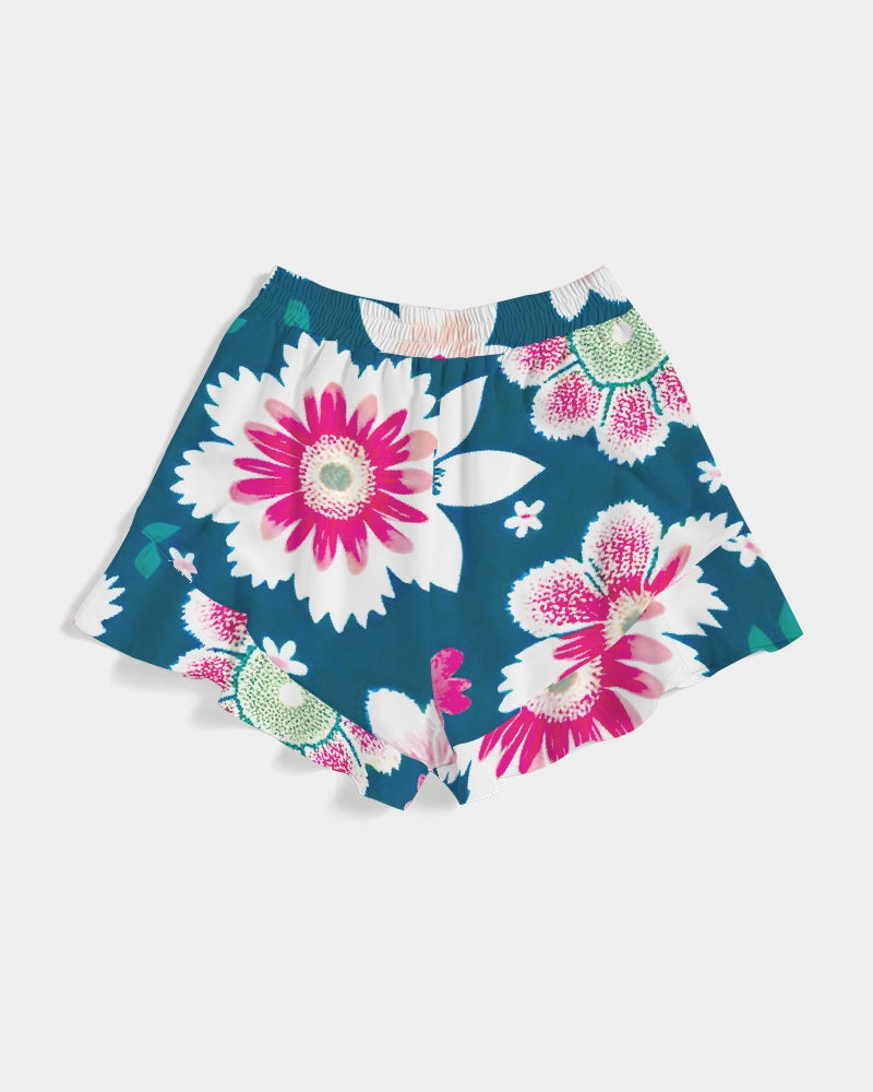 Beautiful floral pattern Women's All-Over Print Ruffle Shorts