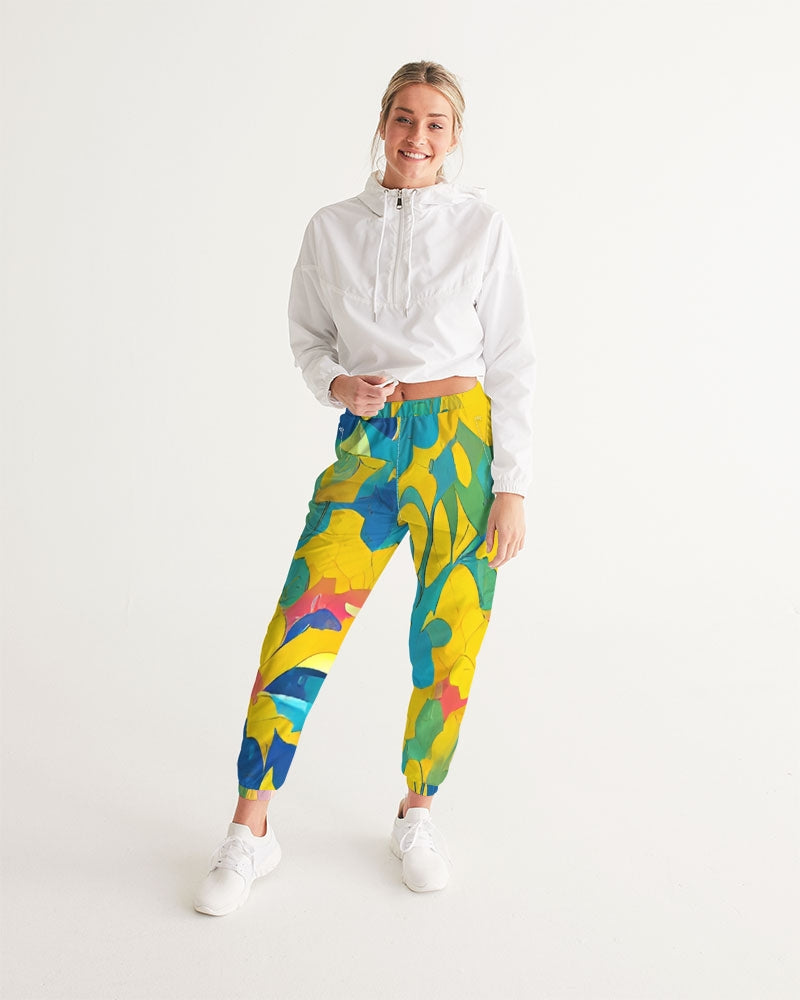 Beautiful yellow and blue hint of red pattern Women's Track Pants