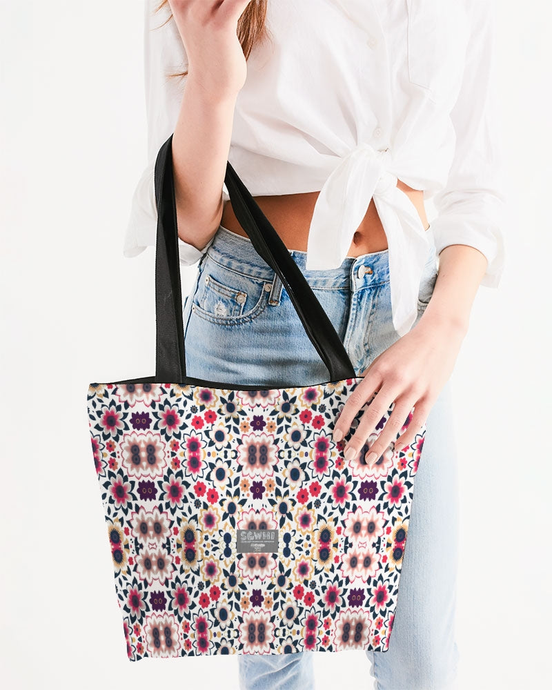 Abstract flower pattern Canvas Zip Tote