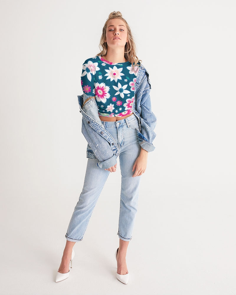 Beautiful floral pattern Women's All-Over Print Twist-Front Cropped Tee