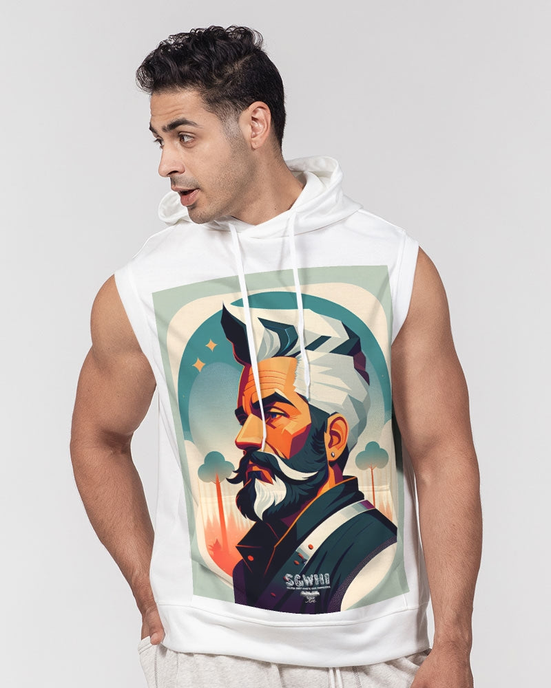 New silver grey Man style men's All-Over Print Heavyweight Sleeveless Hoodie