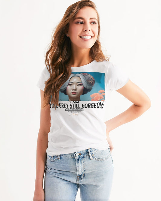 Promoting Asian women with silver grey Women's Tee