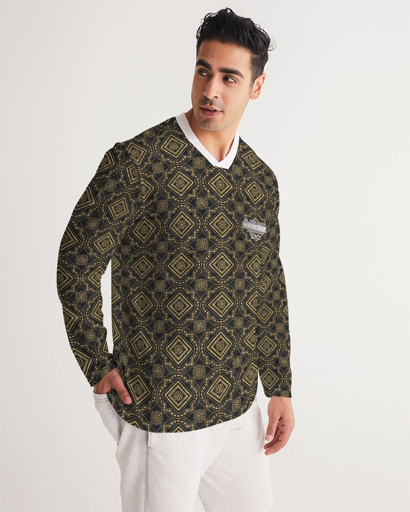 Brown Diamond pattern Men's Long Sleeve Sports Jersey