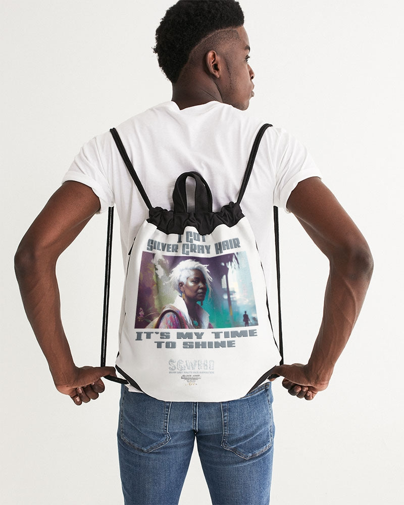 Black sister time to shine Canvas Drawstring Bag