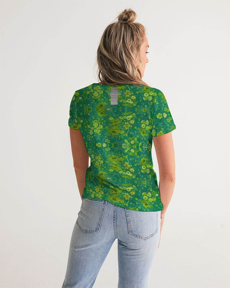 Green lush Repeat pattern Women's V-Neck Tee