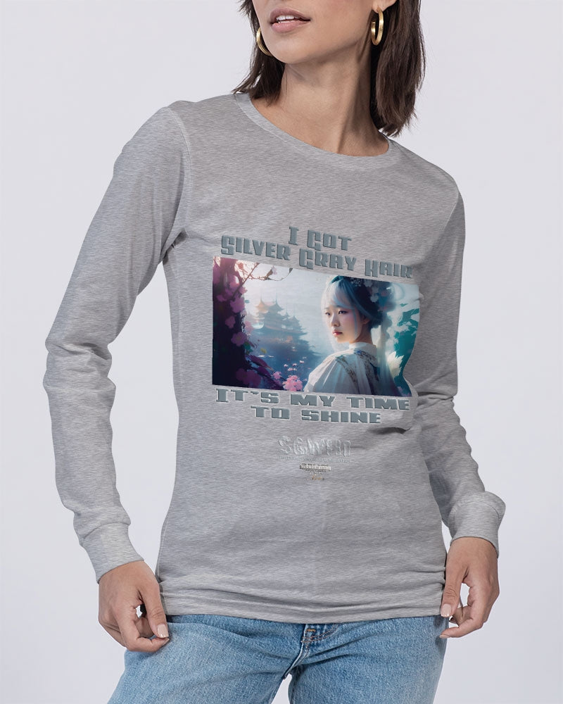 Asian sister with silver grey hair Unisex Jersey Long Sleeve Tee | Bella + Canvas