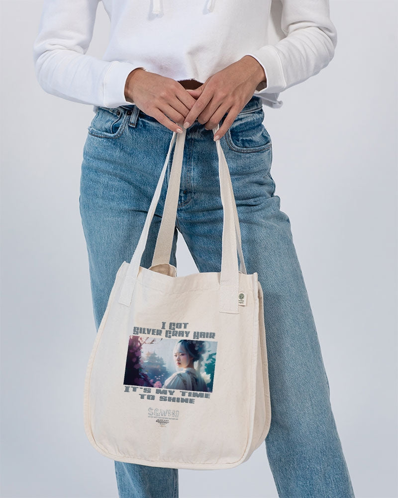 Asian sister with silver grey hair Organic Cotton Canvas Market Tote | Econscious