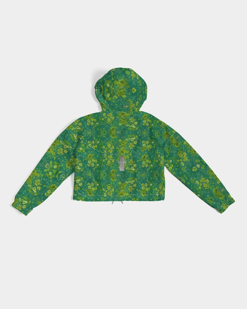 Green lush Repeat pattern Women's Cropped Windbreaker