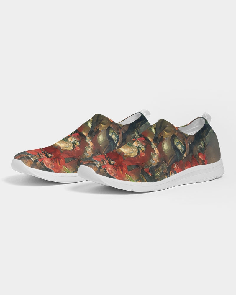 Abstract Rose design Women's Slip-On Flyknit Shoe