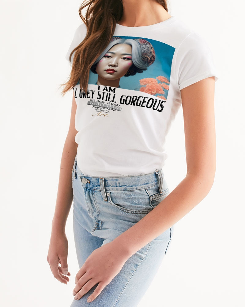 Promoting Asian women with silver grey Women's Tee