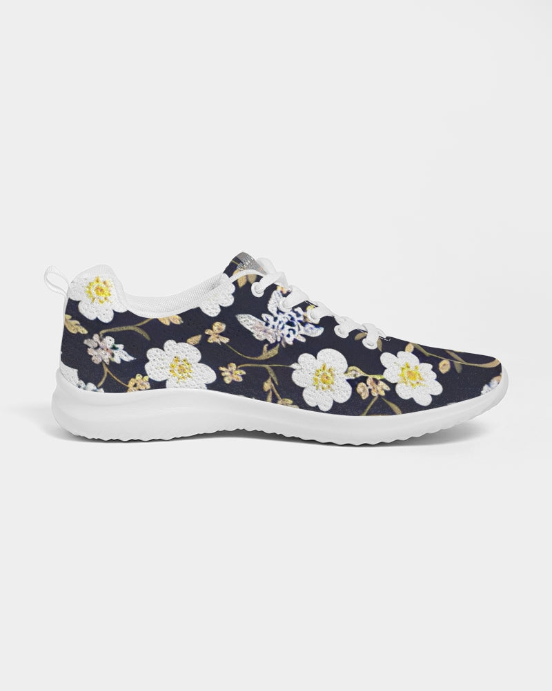 Pink flower black background Women's Athletic Shoe