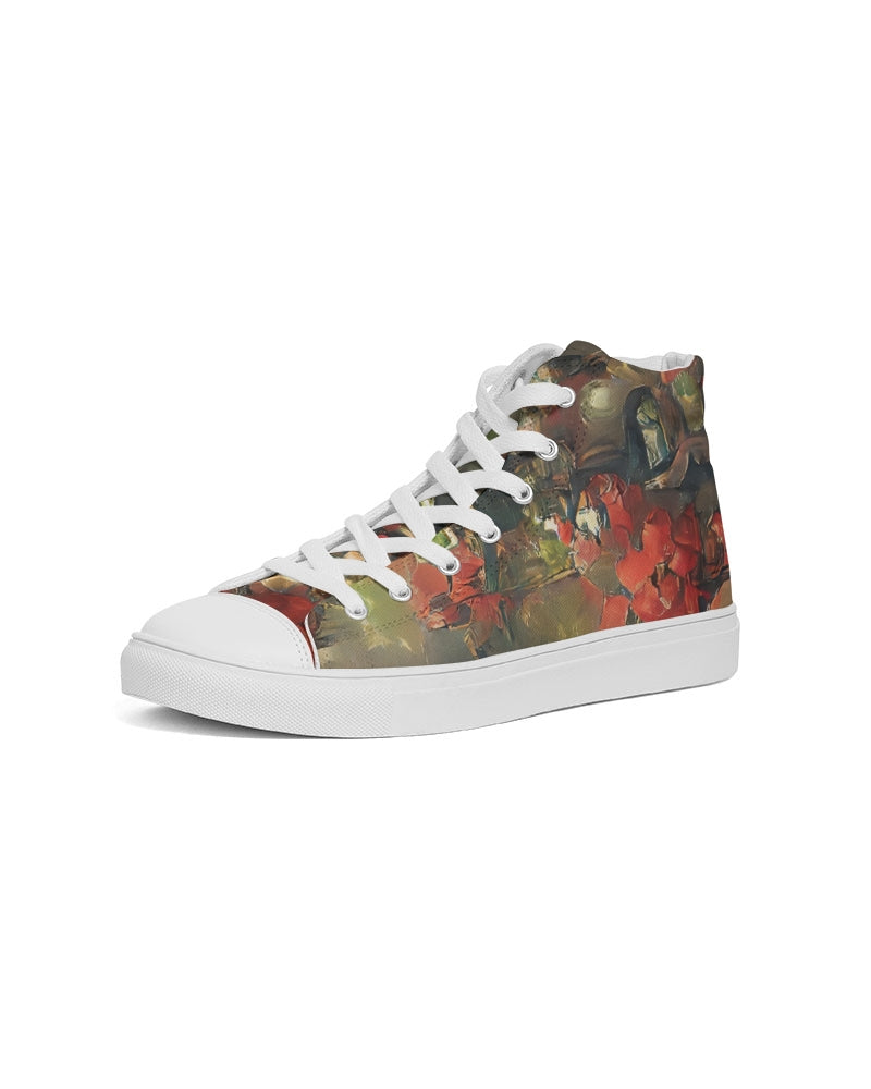 Abstract Rose design Men's Hightop Canvas Shoe