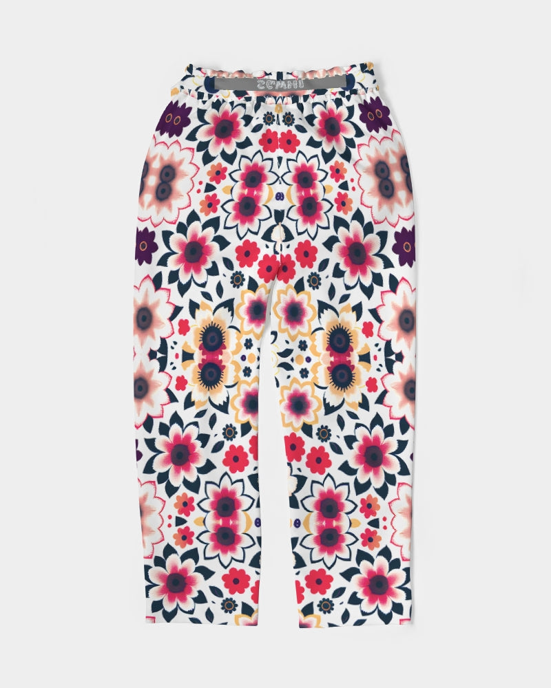 Abstract flower pattern Women's All-Over Print Belted Tapered Pants