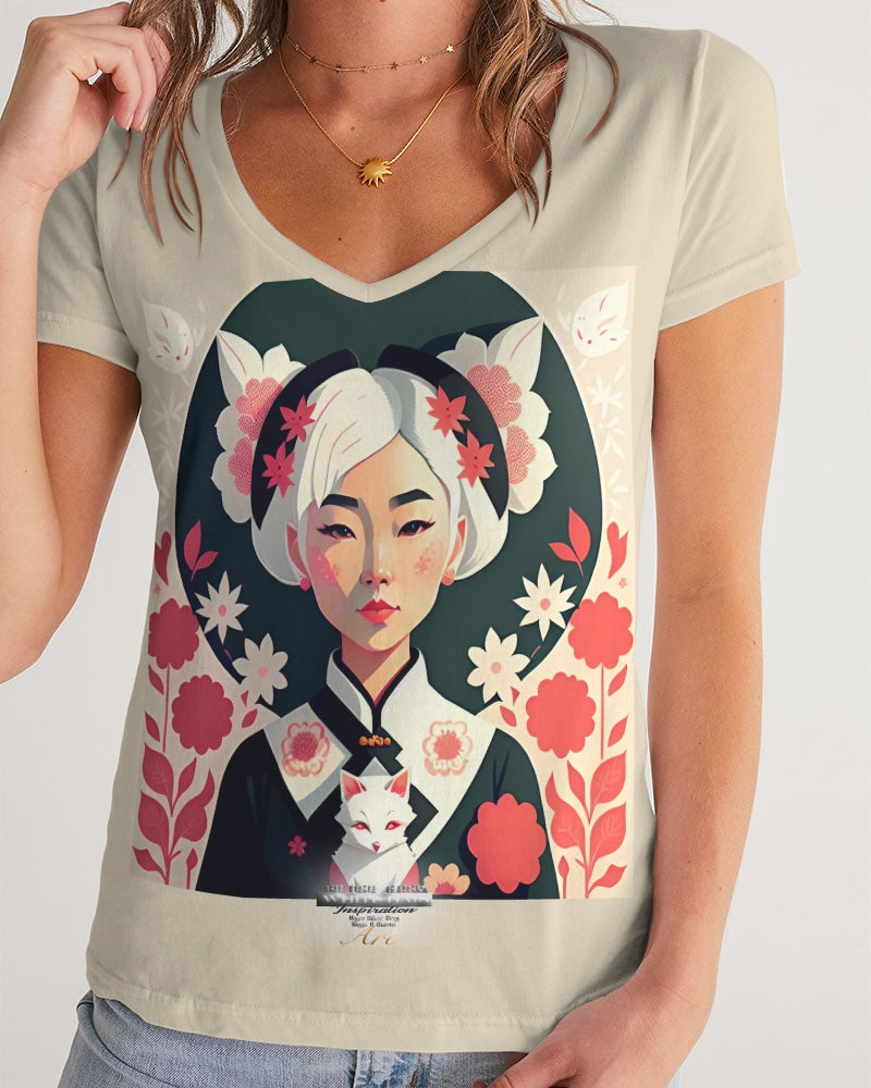 Asian silverfox Women's V-Neck Tee