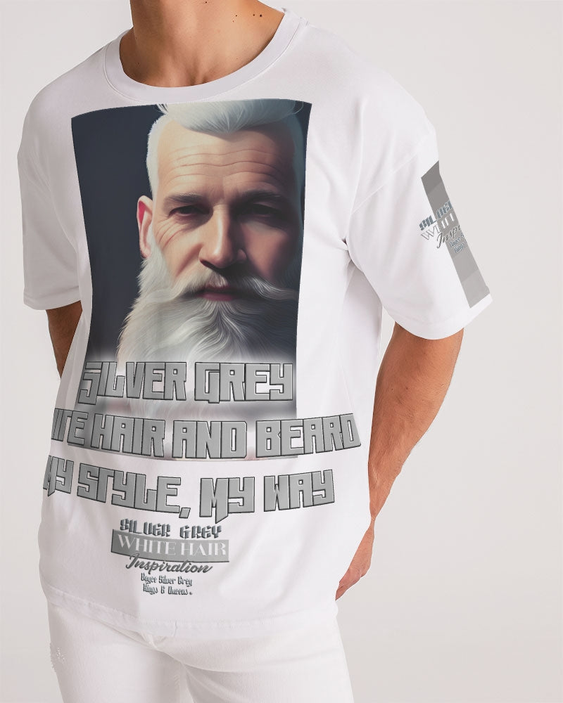 Silver Grey white hair and beard, my style my way Men's Premium Heavyweight Tee