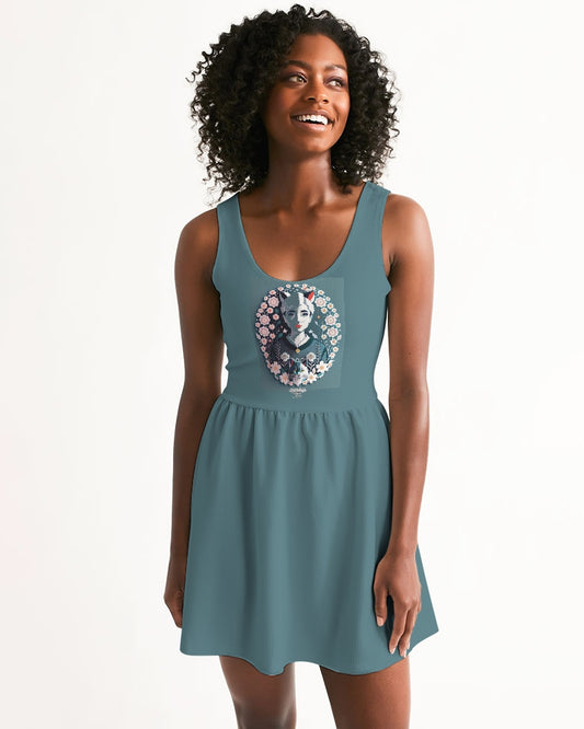 Silverfox flower Women's Scoop Neck Skater Dress