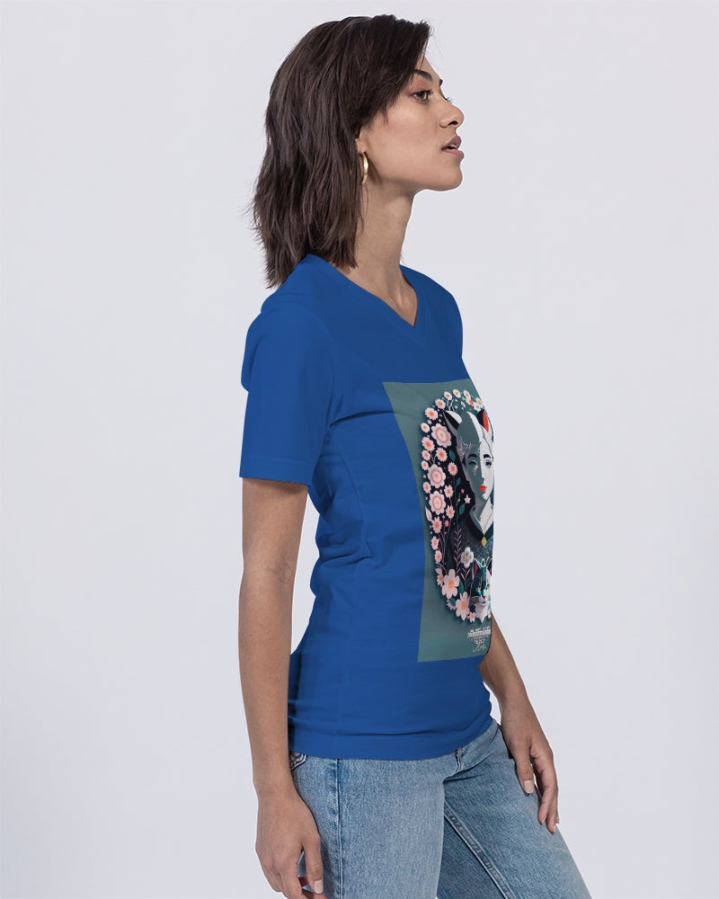 Silverfox flower Unisex Jersey V-Neck Tee | Bella + Canvas