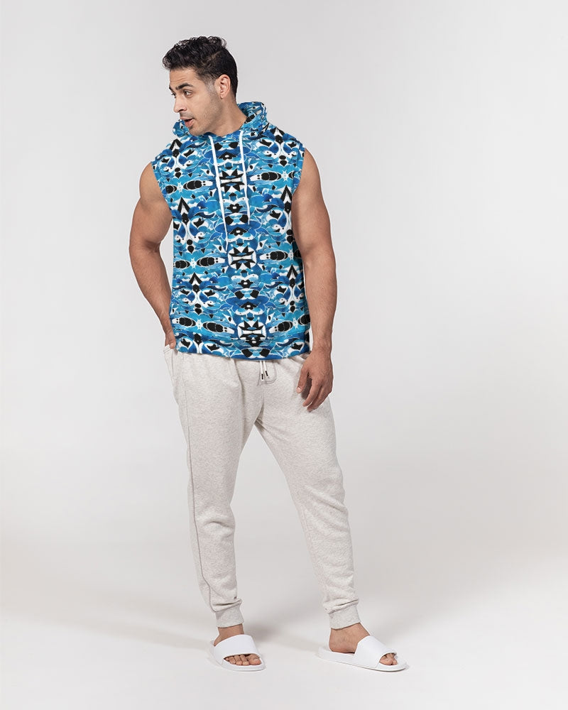 Blue Abstract pattern design Men's Premium Heavyweight Sleeveless Hoodie