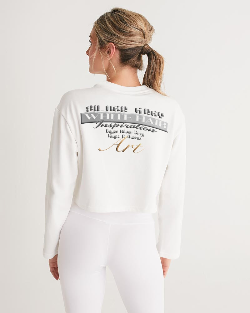 Promoting black women with silver grey hair Women's Cropped Sweatshirt