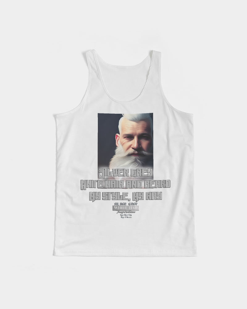 Silver Grey white hair and beard, my style my way Men's Tank