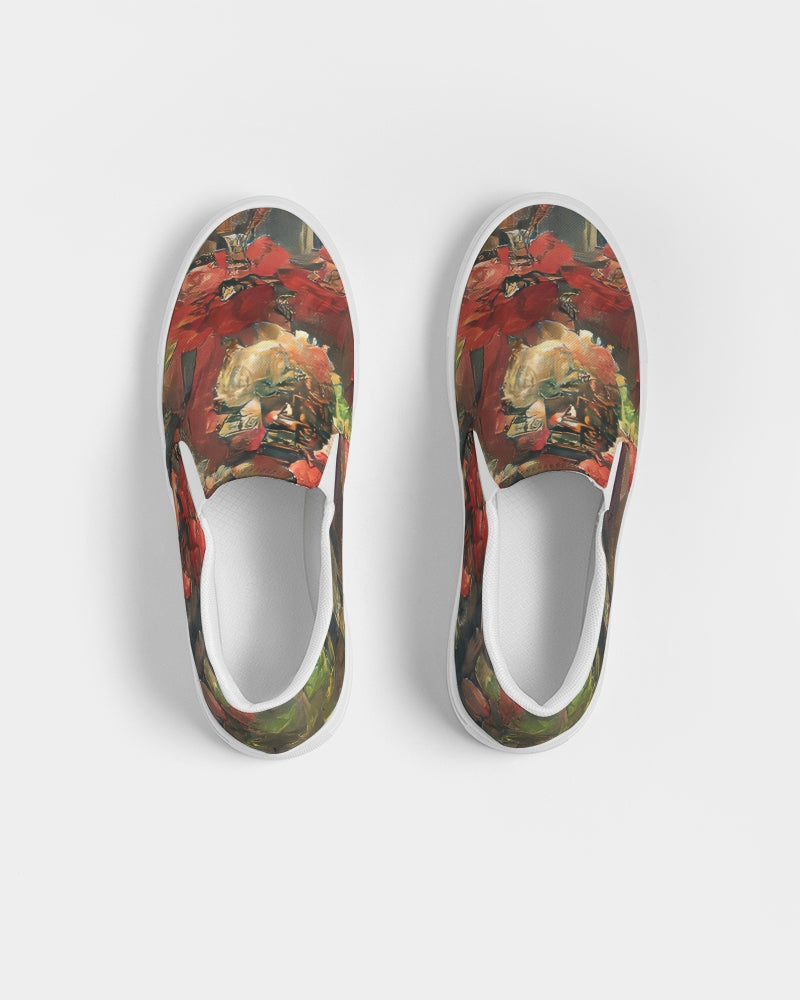 Abstract Rose design Women's Slip-On Canvas Shoe