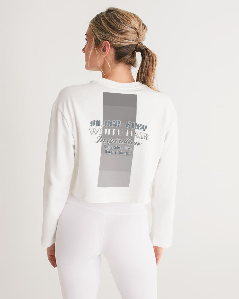 Promoting Asian women with silver grey Women's Cropped Sweatshirt