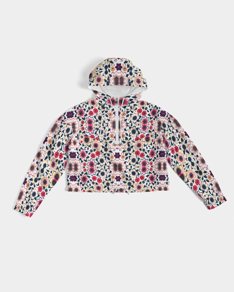 Abstract flower pattern Women's All-Over Print Cropped Windbreaker