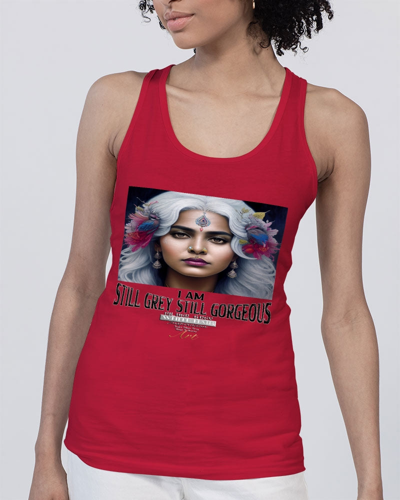 Promoting Indian women with silver grey hair Unisex Jersey Tank | Bella + Canvas