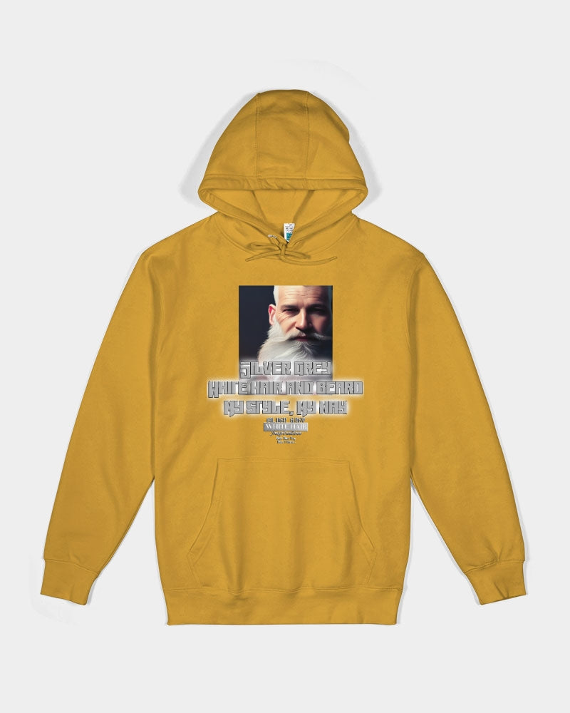 Silver Grey white hair and beard, my style my way Unisex Premium Pullover Hoodie | Lane Seven