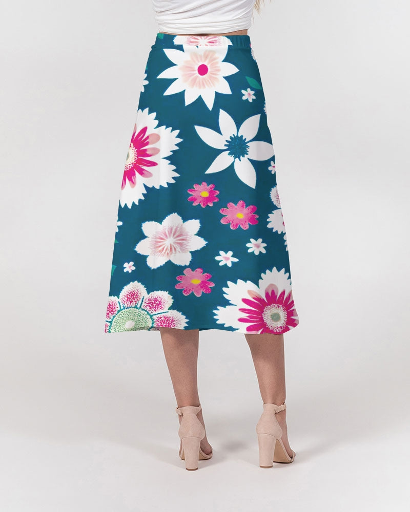 Beautiful floral pattern Women's All-Over Print A-Line Midi Skirt