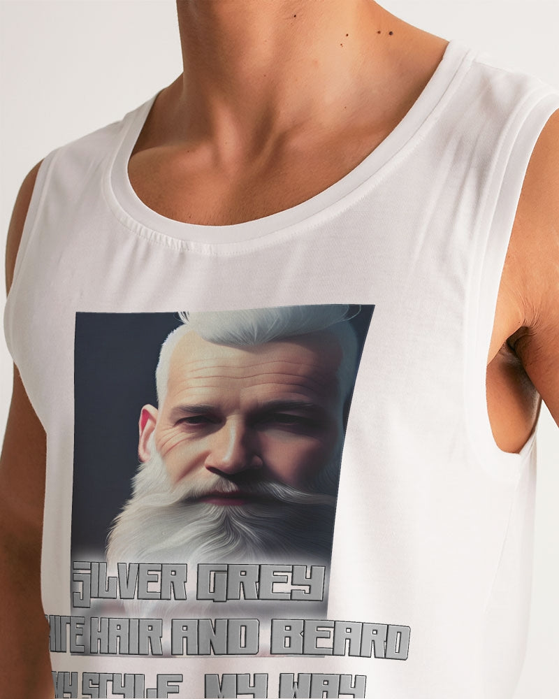 Silver Grey white hair and beard, my style my way Men's Sports Tank