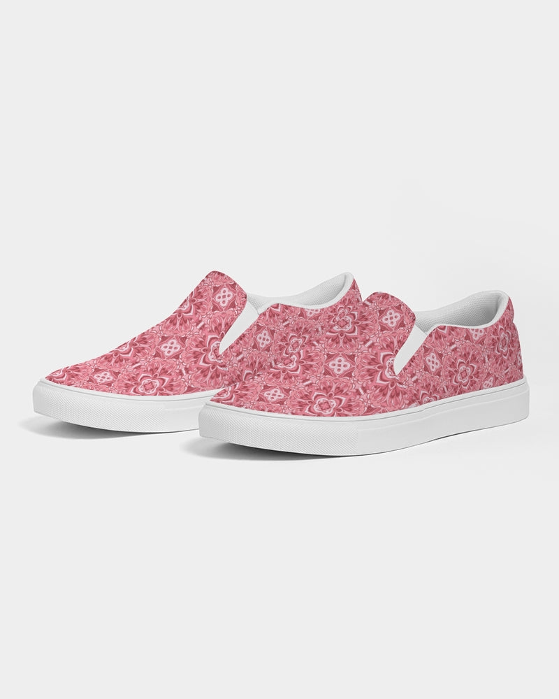 Silver grey white hair inspiration pink abstract Women's Slip-On Canvas Shoe