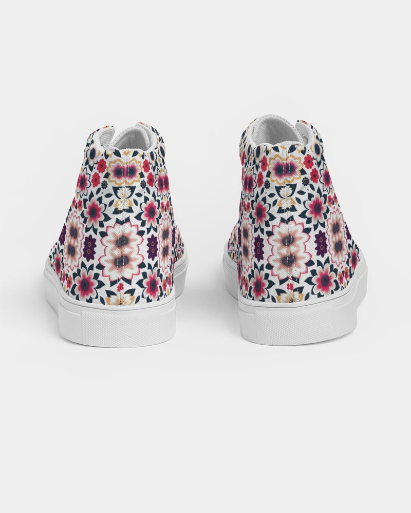 Abstract flower pattern Women's Hightop Canvas Shoe