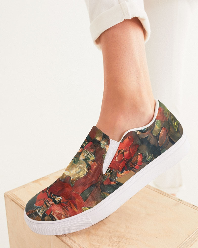 Abstract Rose design Women's Slip-On Canvas Shoe