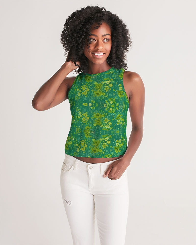 Green lush Repeat pattern Women's Cropped Tank