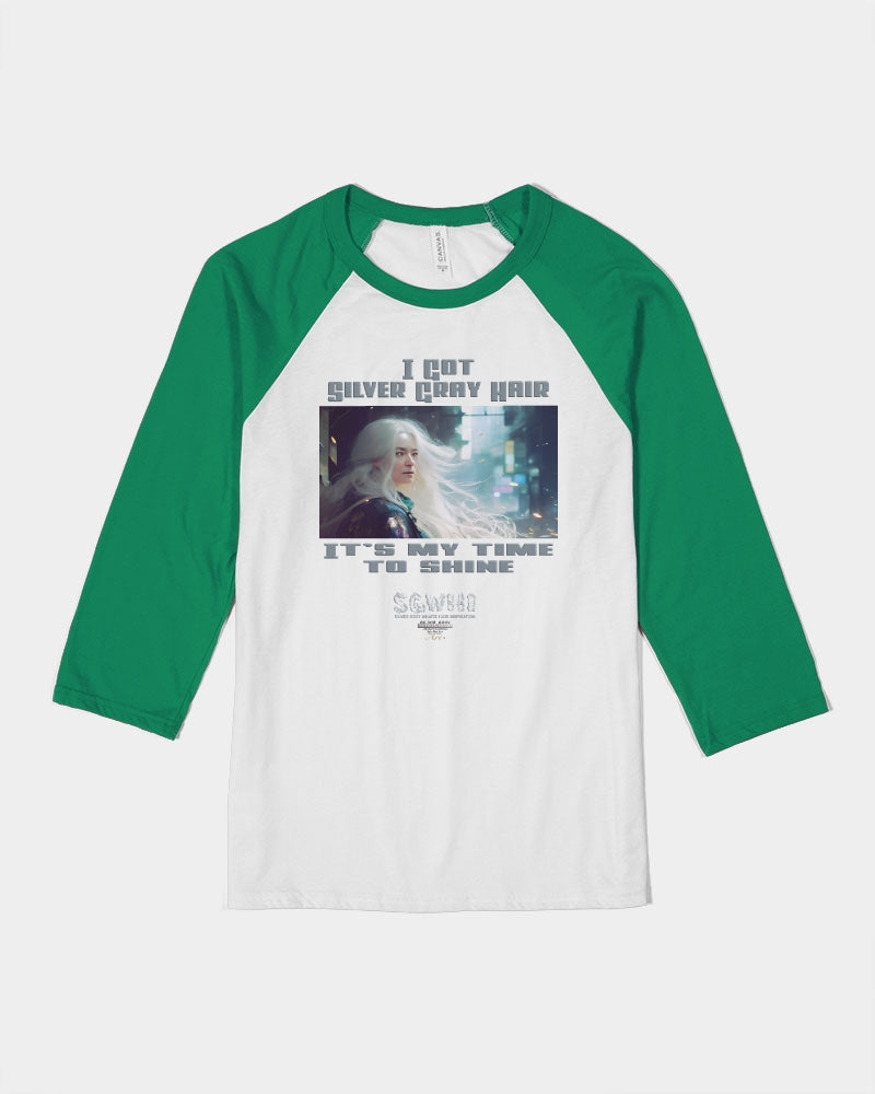 Beautiful white woman my time to shine Unisex Three-Quarter Sleeve Baseball Tee | Bella + Canvas