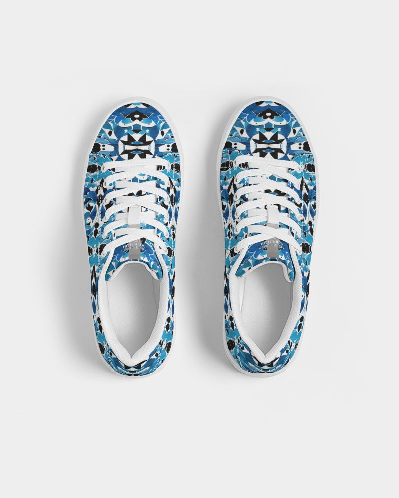 Blue Abstract pattern design Men's Faux-Leather Sneaker