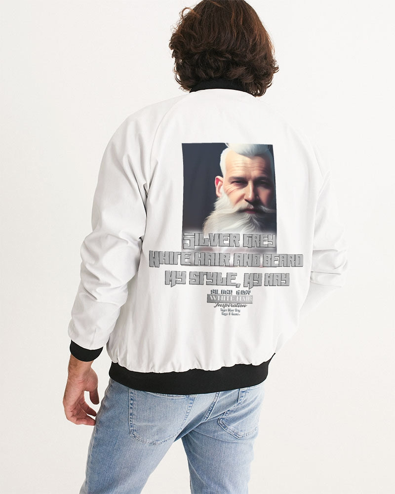 Silver Grey white hair and beard, my style my way Men's Bomber Jacket