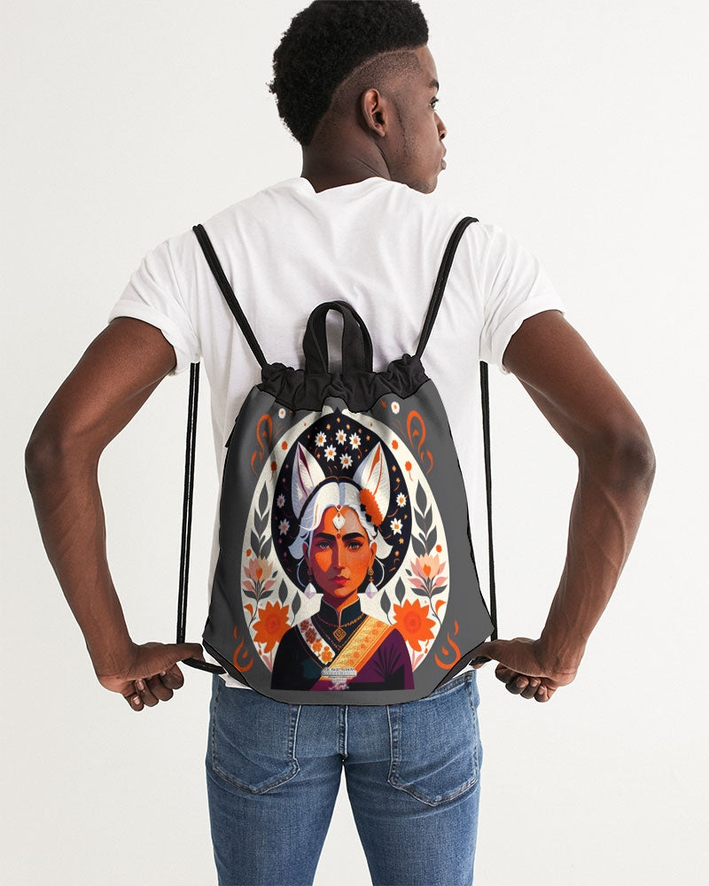 Indian Silver fox Canvas Drawstring Bag