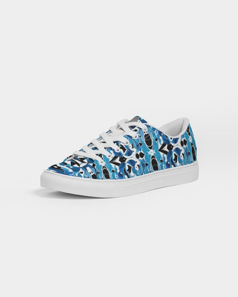 Blue Abstract pattern design Men's Faux-Leather Sneaker