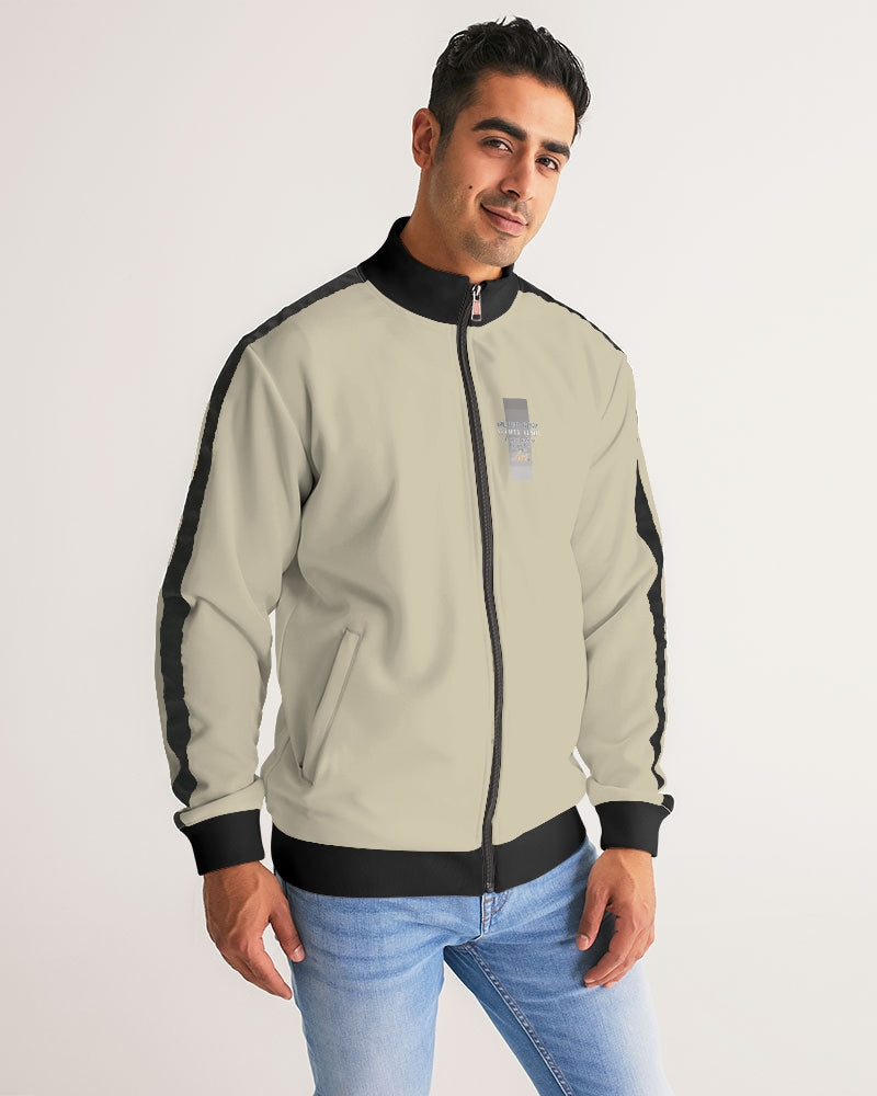 Black gentleman Silverfox Men's Stripe-Sleeve Track Jacket