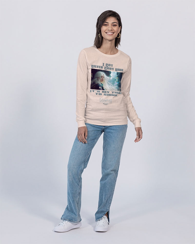 Beautiful white woman my time to shine Unisex Long Sleeve Tee | Lane Seven