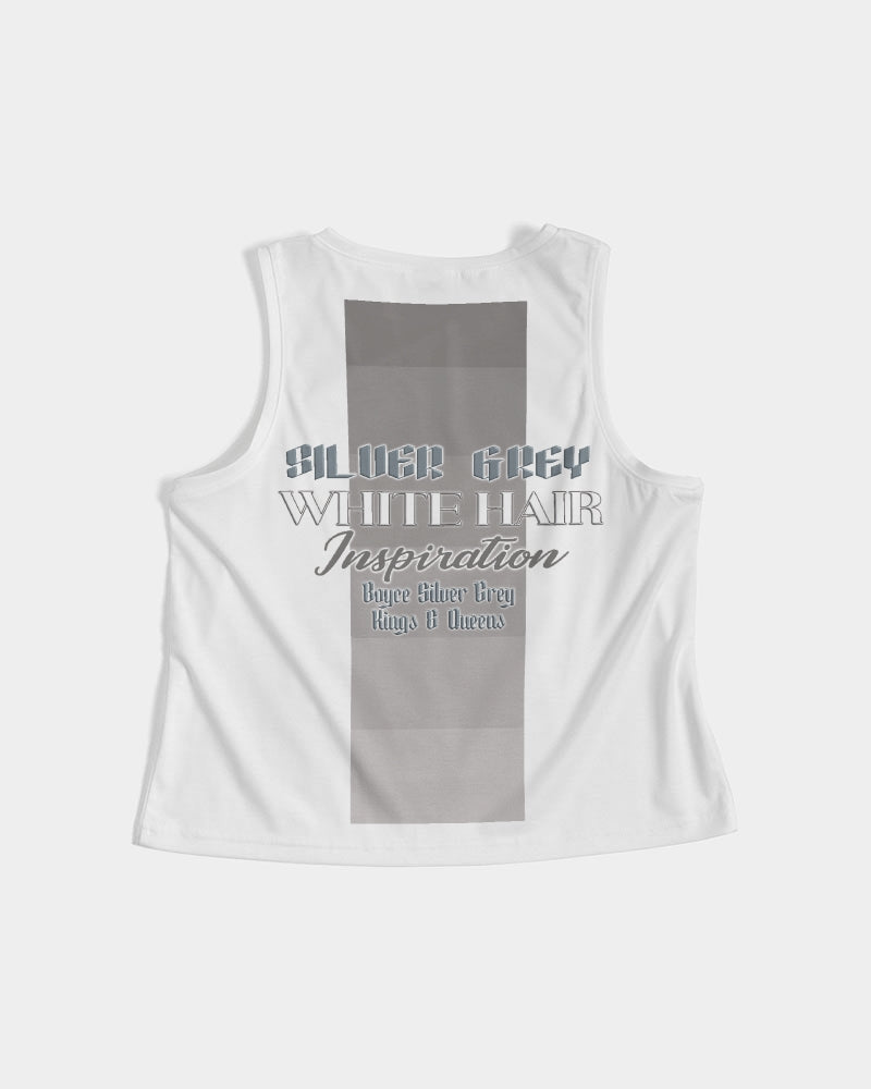 Promoting black women with silver grey hair Women's Cropped Tank