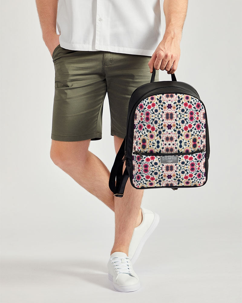 Abstract flower pattern Classic Faux Leather Backpack