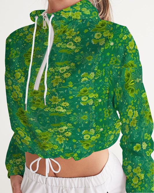 Green lush Repeat pattern Women's Cropped Windbreaker