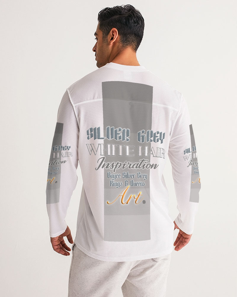 New silver grey Man style Men's All-Over Print Long Sleeve Sports Jersey