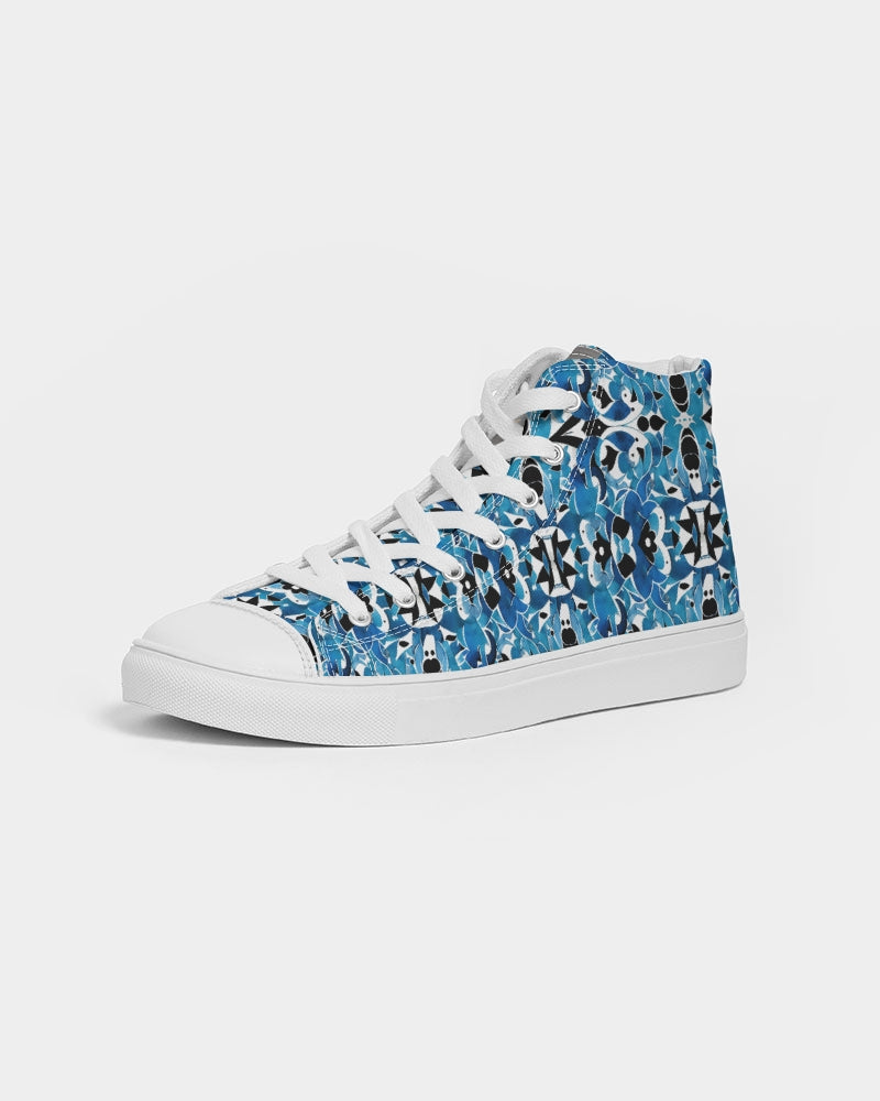 Blue Abstract pattern design Men's Hightop Canvas Shoe