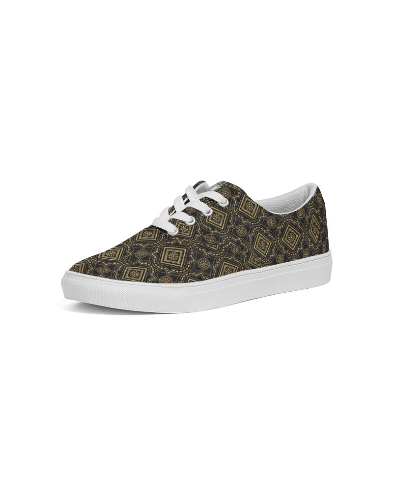 Brown Diamond pattern Men's Lace Up Canvas Shoe